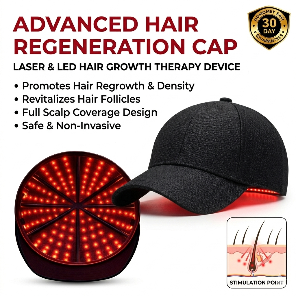 Lightweight red light hair regrowth cap